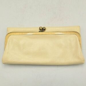 HOBO Cream Clutch with Gold Accents